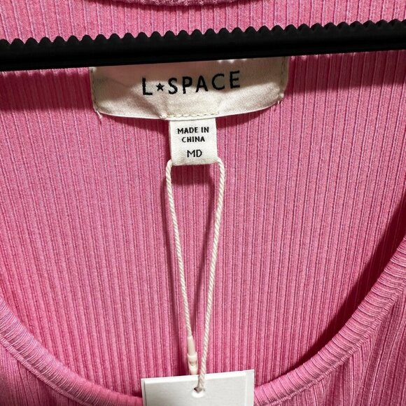 L*Space Womens Size M Skylar Guava Pink Ribbed Knit Back Cut Out Midi Dress NWT - Picture 8 of 13